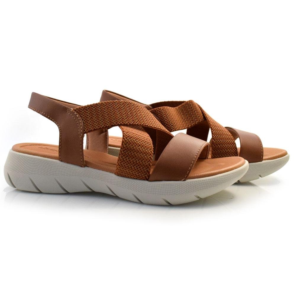 Sandalia Flat de Couro Feminina Usaflex AL1403 Marrom 2