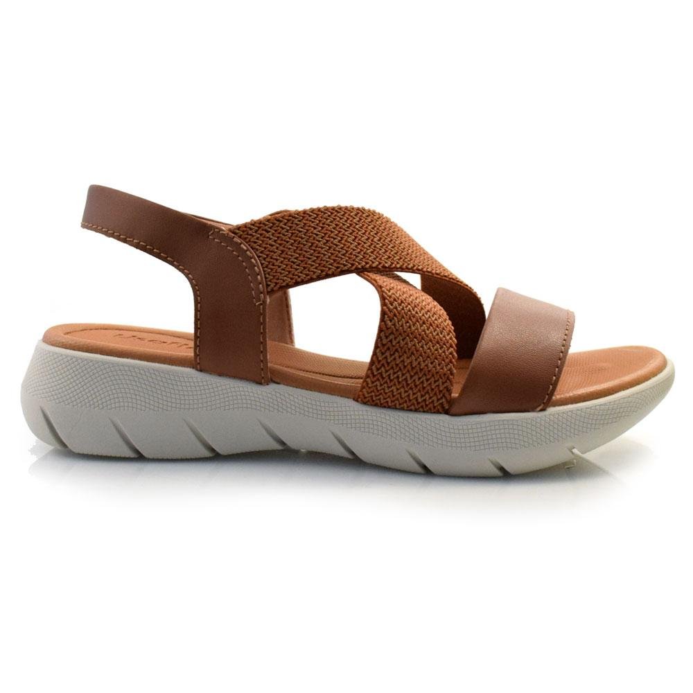 Sandalia Flat de Couro Feminina Usaflex AL1403 Marrom 3