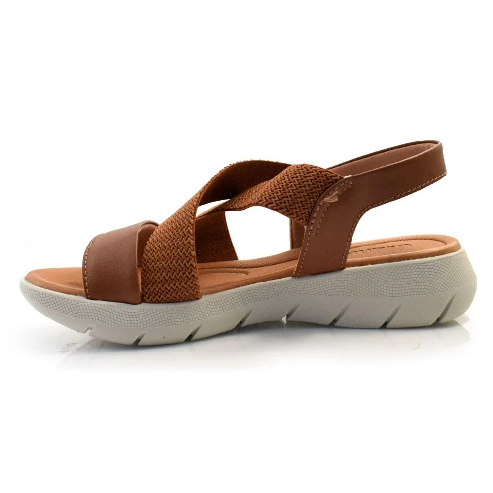 Sandalia Flat de Couro Feminina Usaflex AL1403 Marrom 5