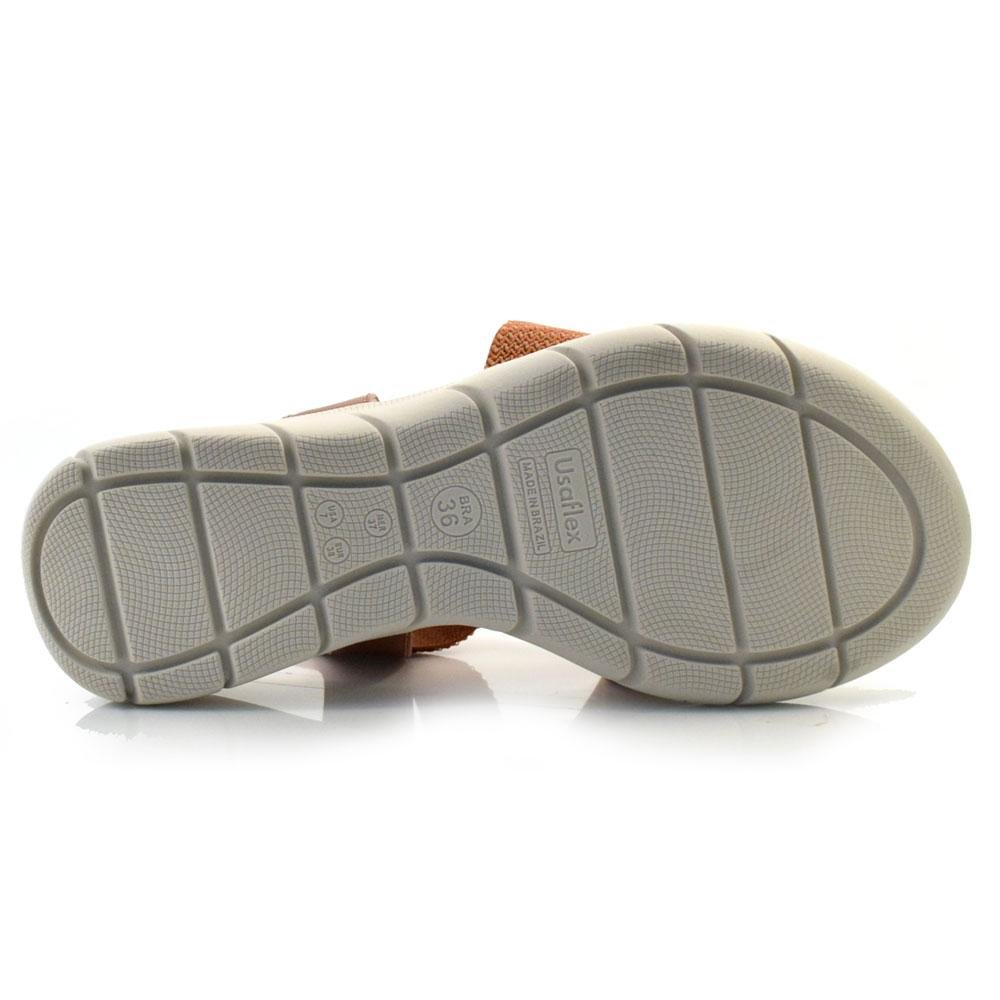 Sandalia Flat de Couro Feminina Usaflex AL1403 Marrom 7