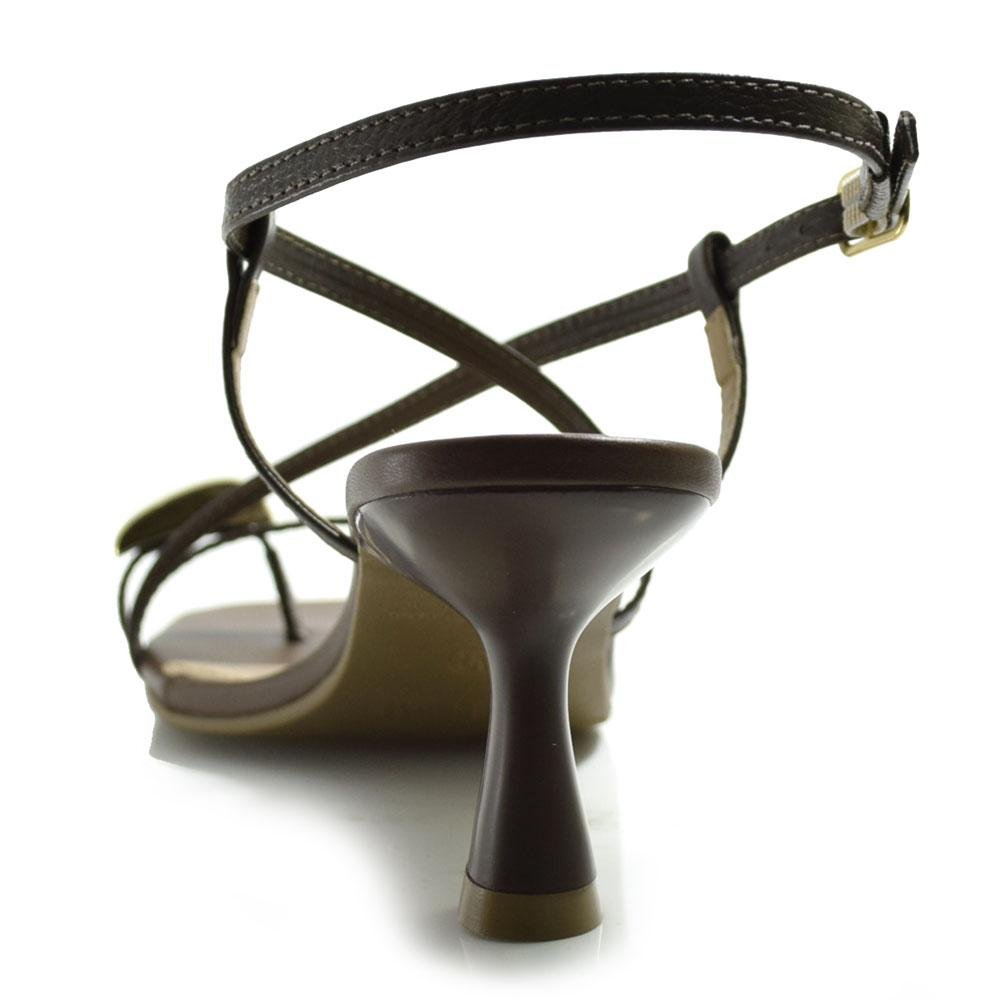 Sandália de Couro e Salto Feminina Suzzara Marrom 4