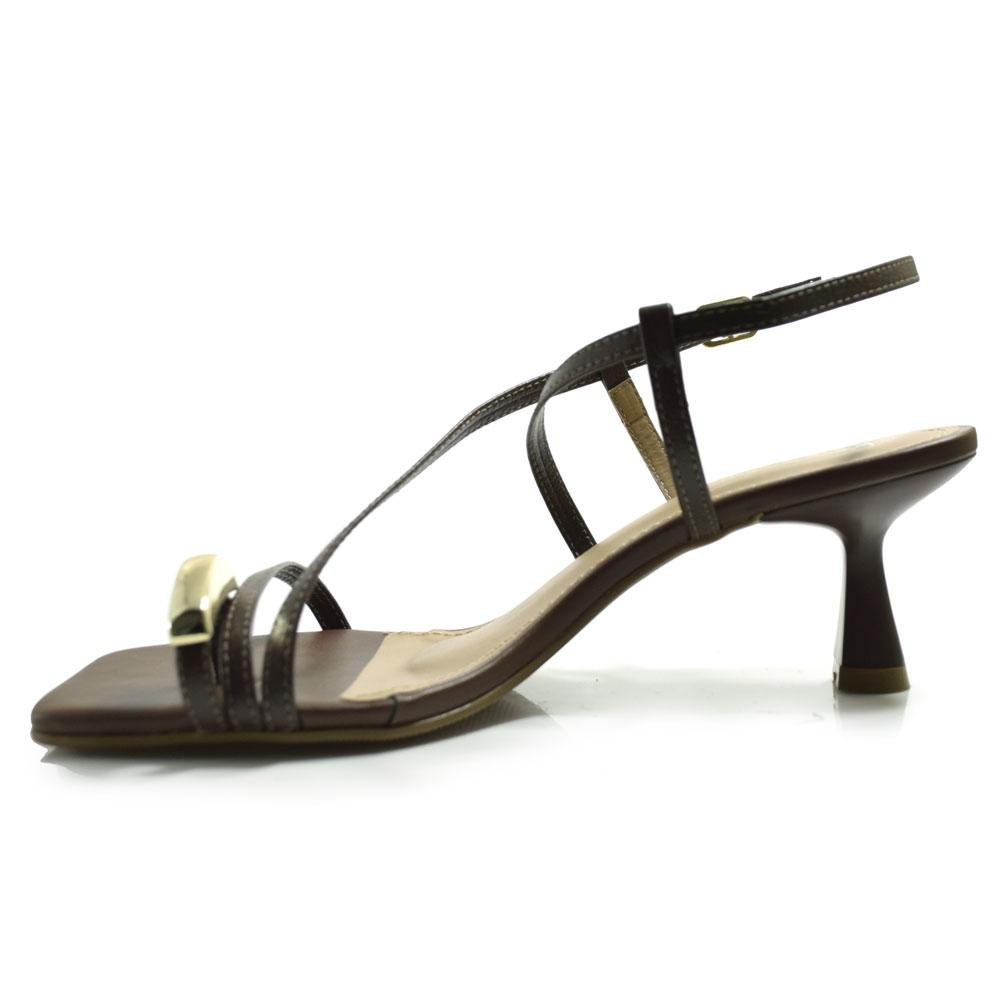 Sandália de Couro e Salto Feminina Suzzara Marrom 5