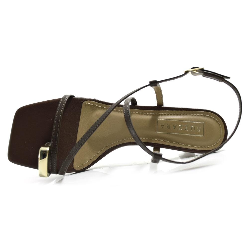 Sandália de Couro e Salto Feminina Suzzara Marrom 6