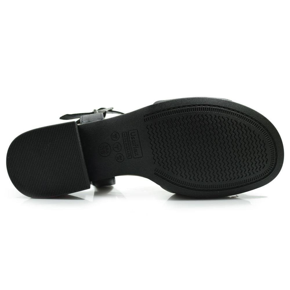 Sandália de Couro e Salto Bloco Usaflex MM1703 Preto 7