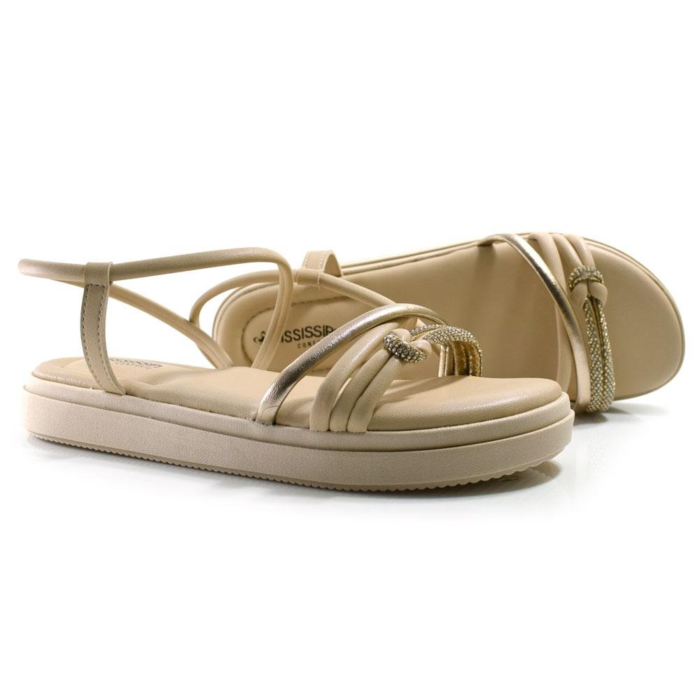 Sandália Flat Feminina Mississipi MB513 Bege 2