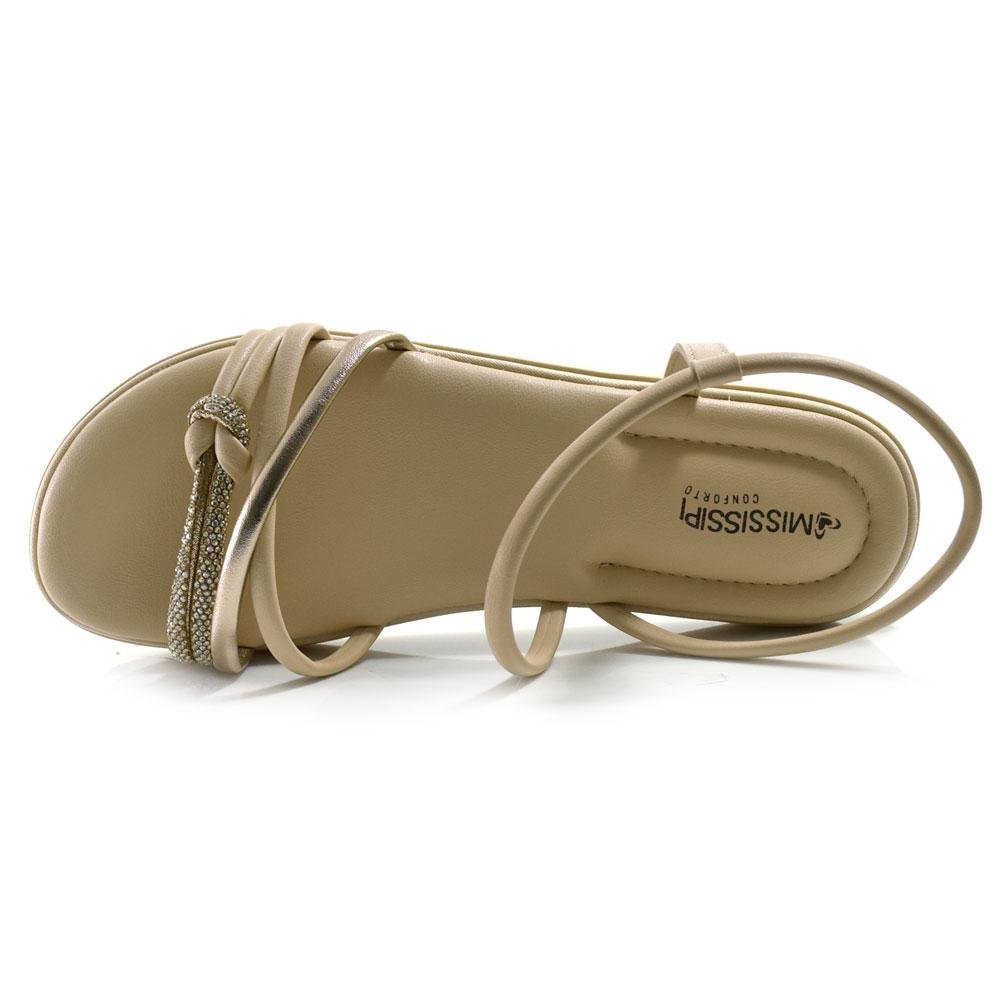 Sandália Flat Feminina Mississipi MB513 Bege 6