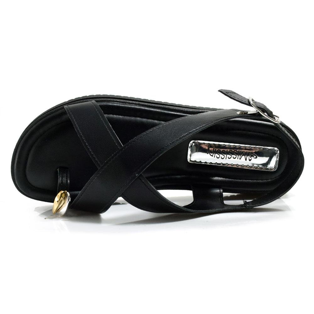 Sandália Flat Feminina Mississipi MF111 Preto 6