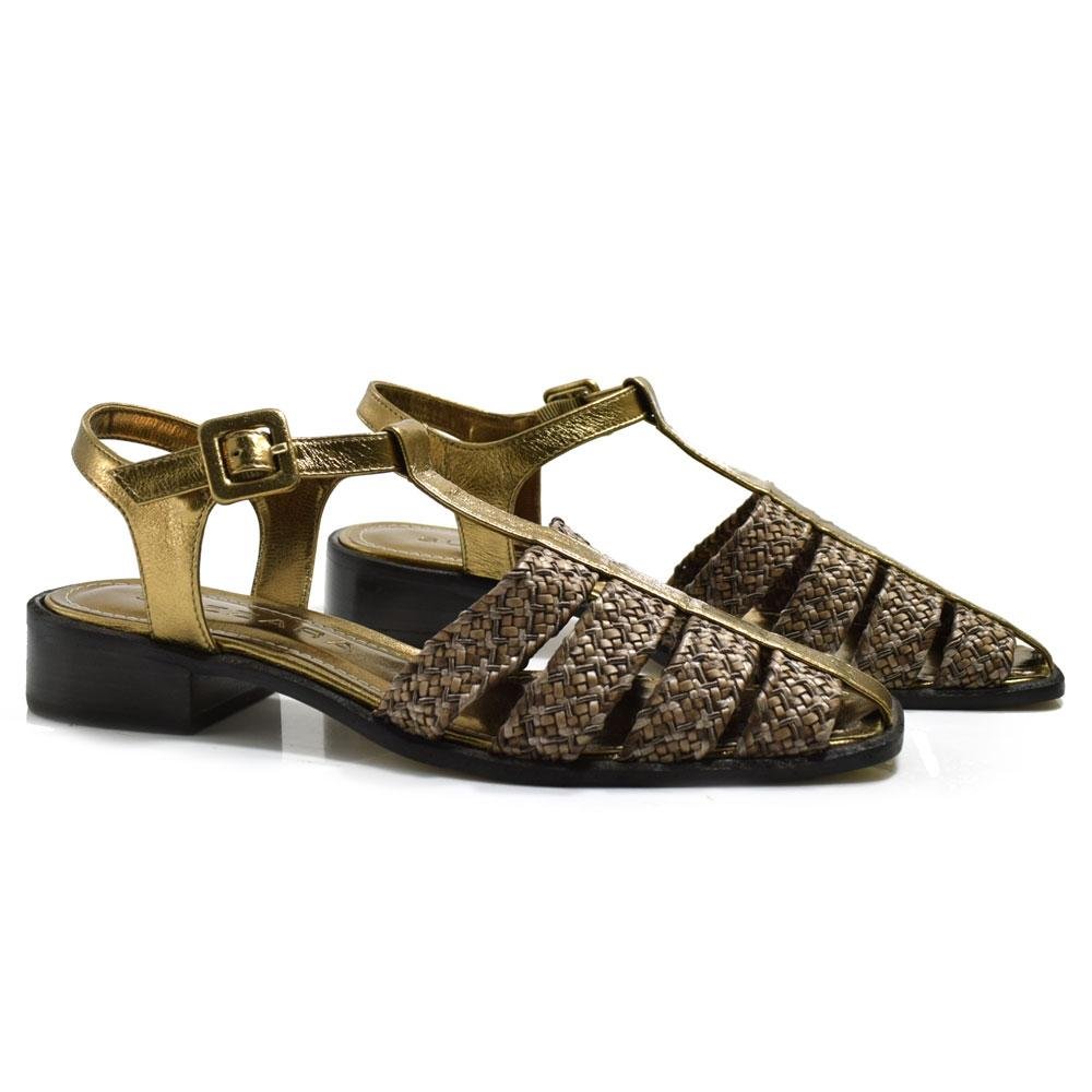 Sandália Fisherman de Couro Suzzara 47-18 Dourado 2