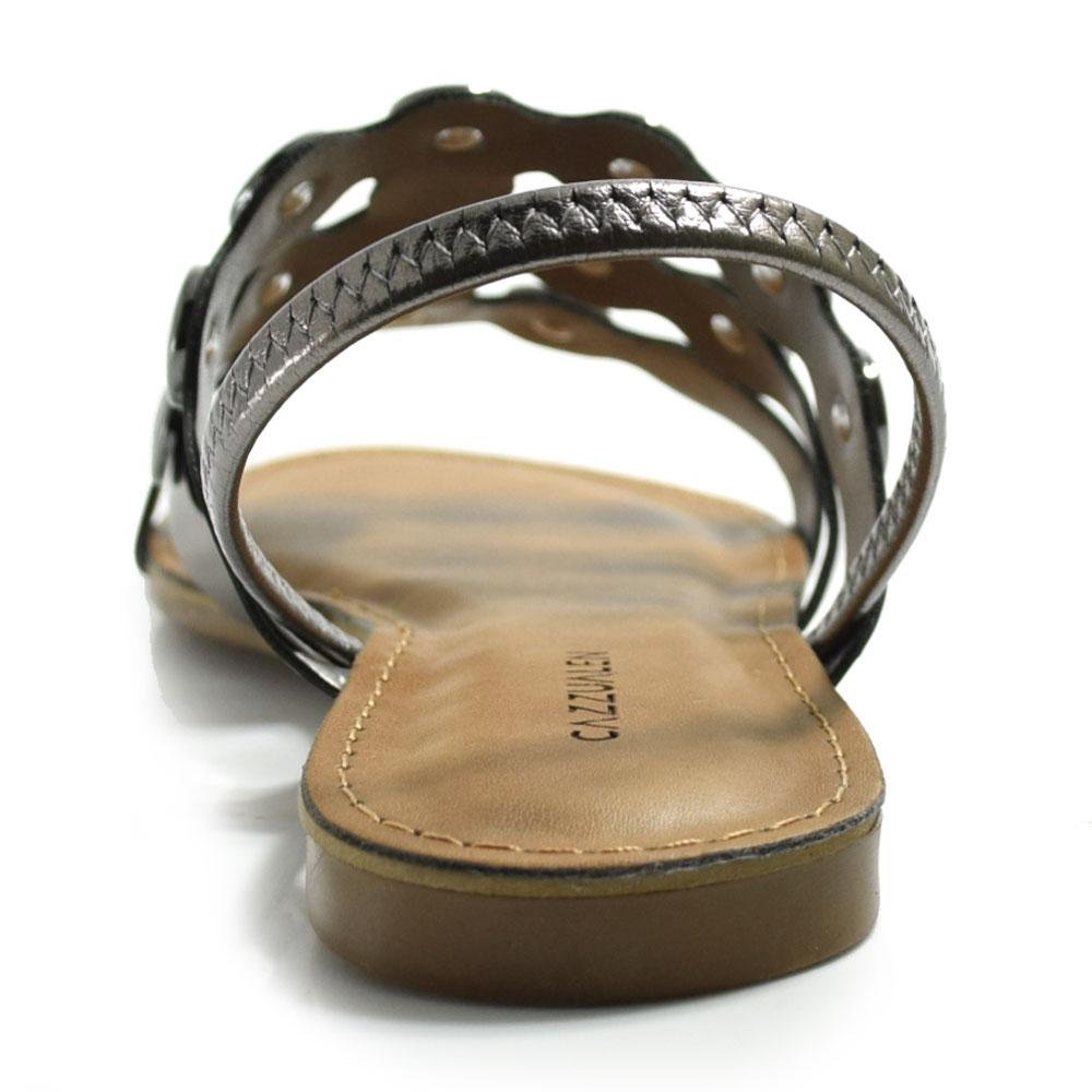 Sandália Rasteira Feminina Cazzualen Prata 4