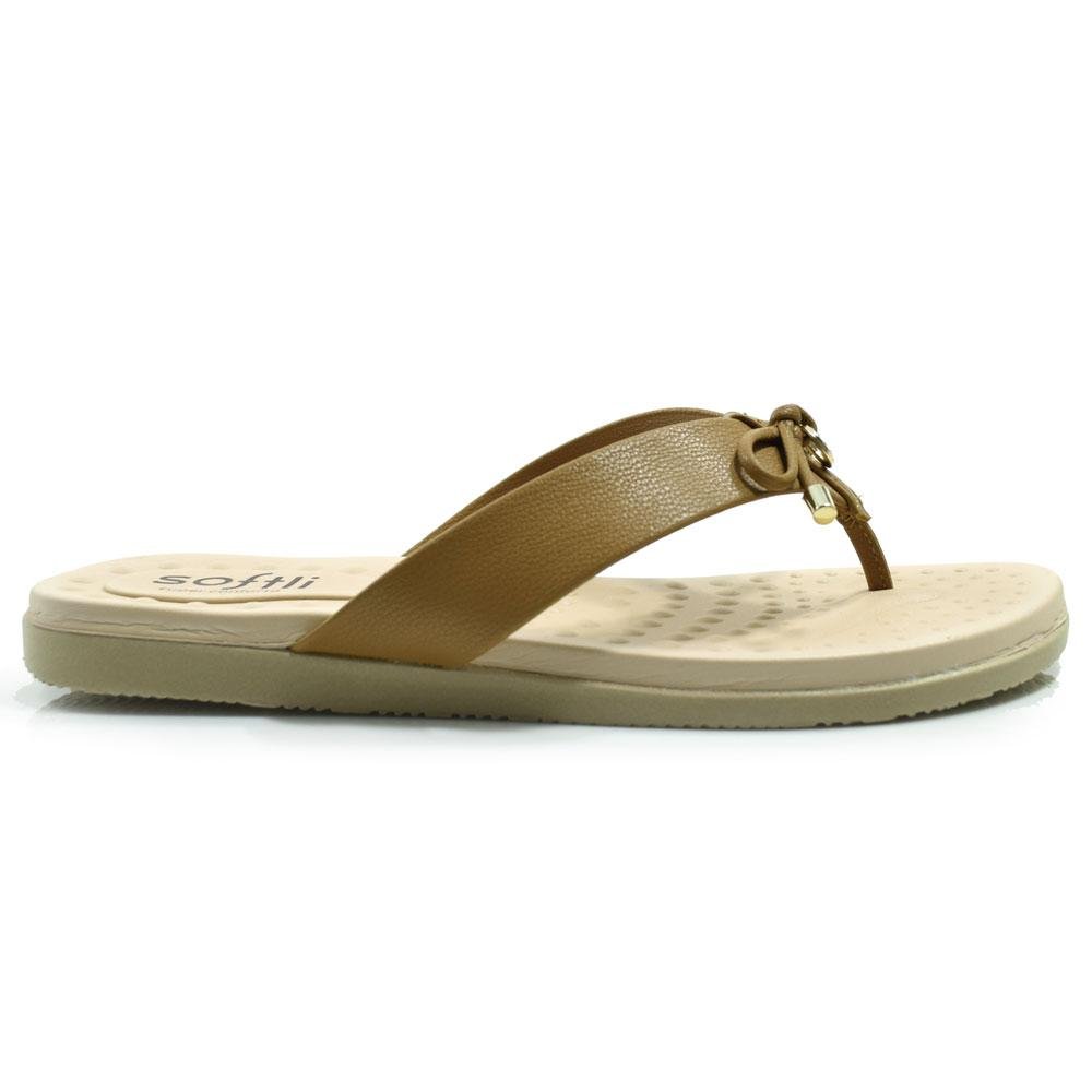 Sandália Rasteira Feminina Softli 10015.10062 Marrom 3