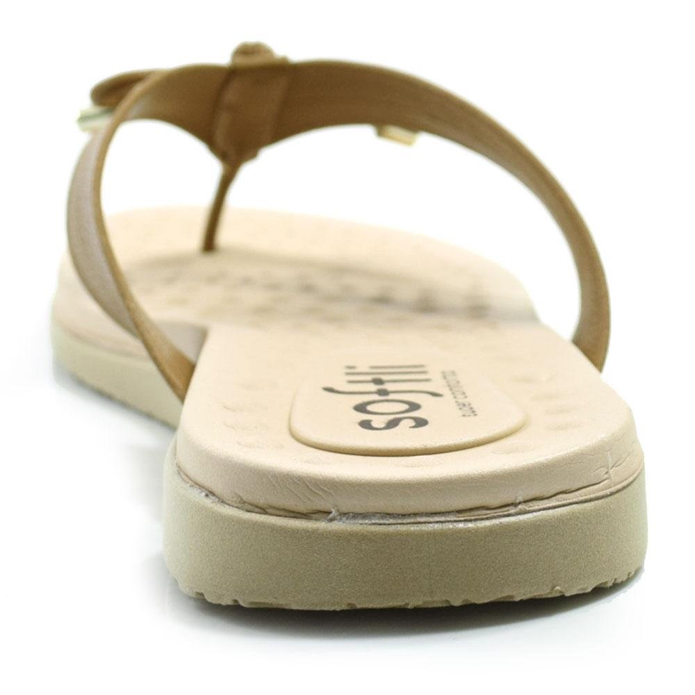 Sandália Rasteira Feminina Softli 10015.10062 Marrom 4