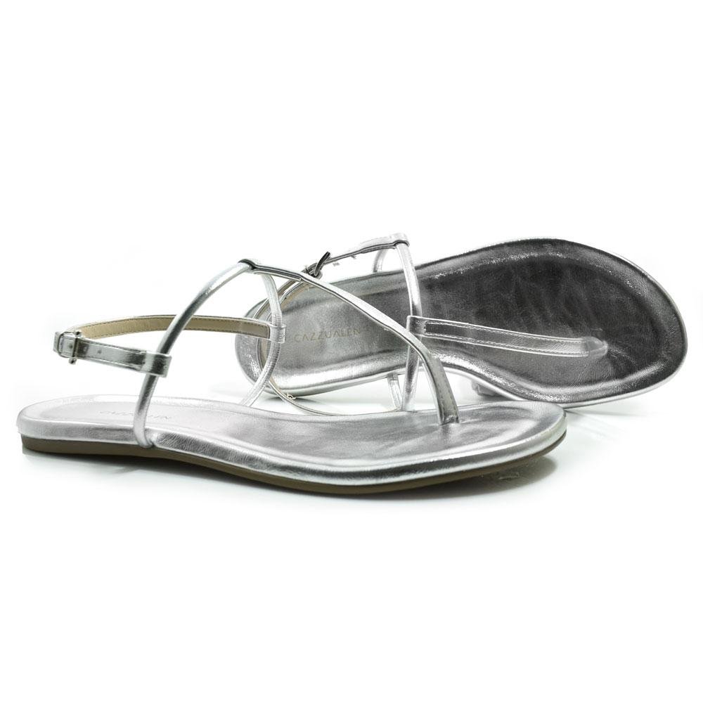 Sandália Rasteira Feminina Cazzualen 440.6809 Prata 2