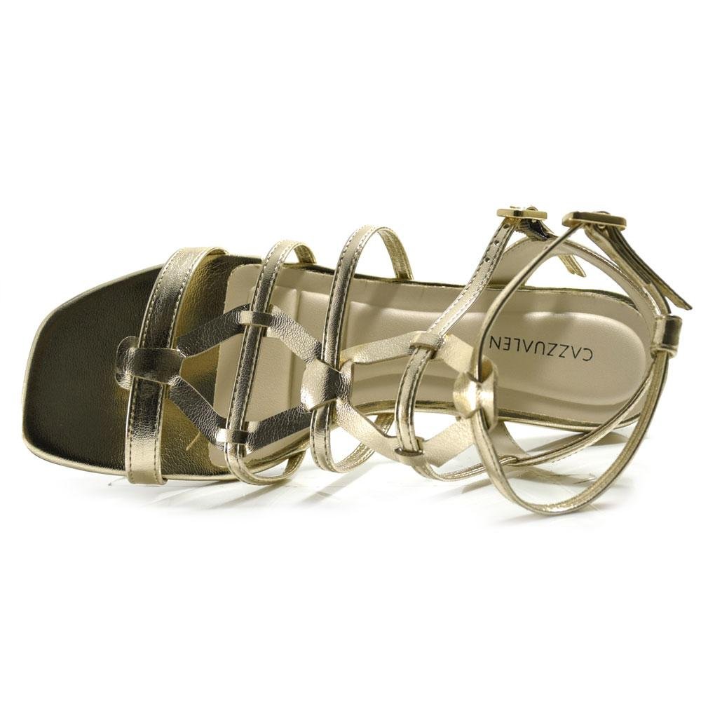 Sandália Rasteira Feminina Cazzualen Dourado 6