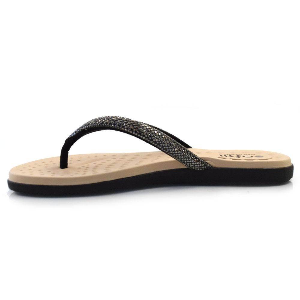 Sandália Rasteira Feminina Softli 10015.10064 Preto 5