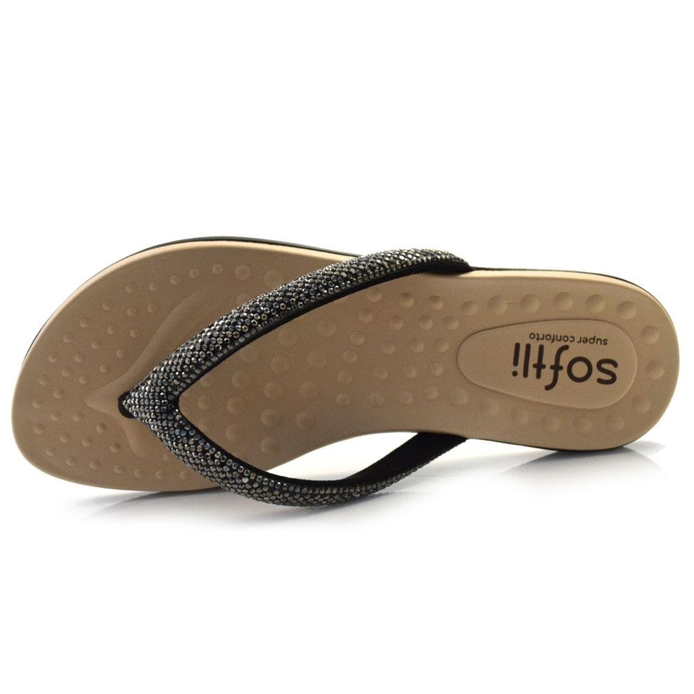 Sandália Rasteira Feminina Softli 10015.10064 Preto 6