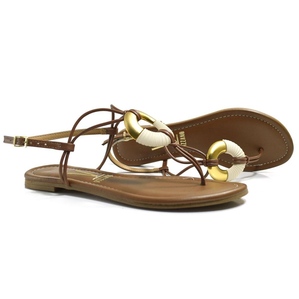 Sandália Rasteira Feminina Vizzano Marrom 2