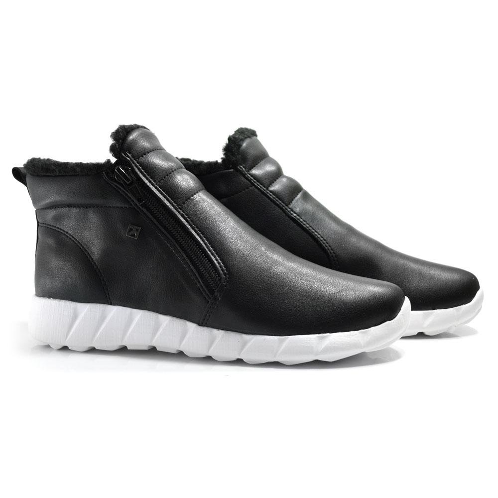 Tênis de Cano Alto Peluciado Feminino Piccadilly 970115 Preto 2