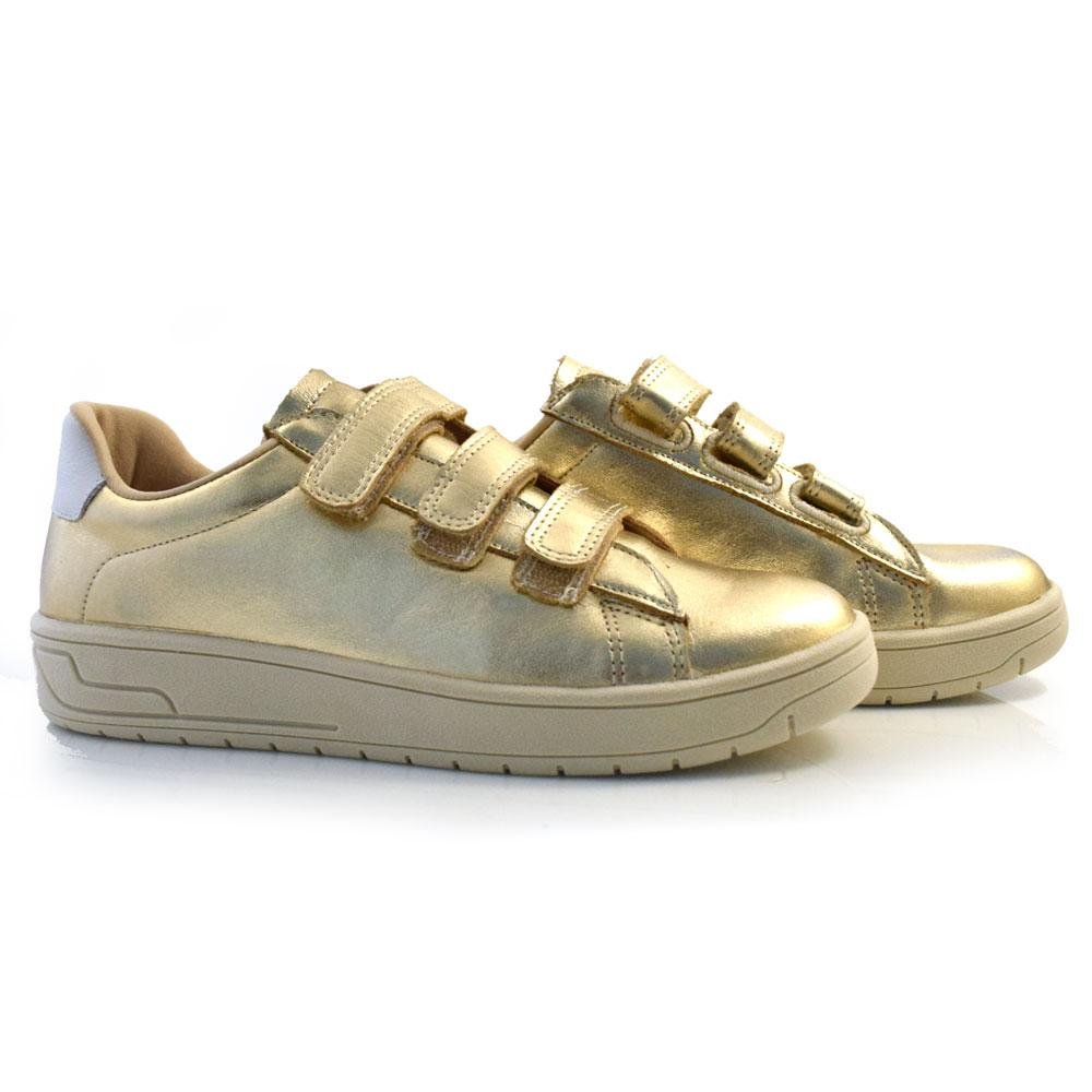 Tênis de Couro Feminino Suzzara 47026 Dourado 2