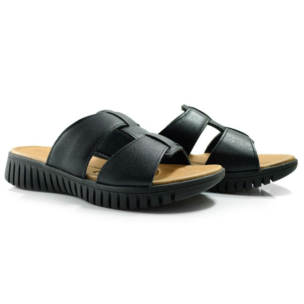 Tamanco Flat de Couro Feminino Usaflex MA12003 Preto 2