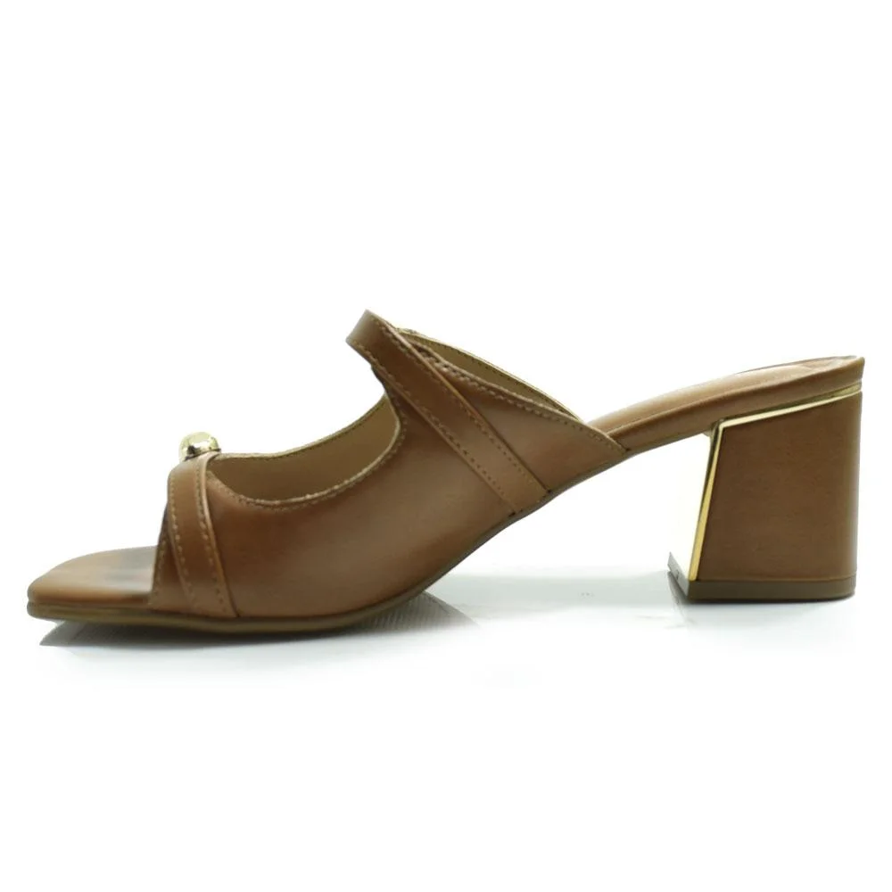 Tamanco de Salto Bloco Feminino Ramarim Marrom 5