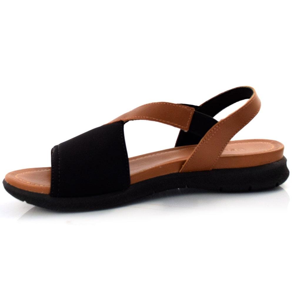 Sandália de Salto Baixo e Couro Usaflex AA3008 Preto 5