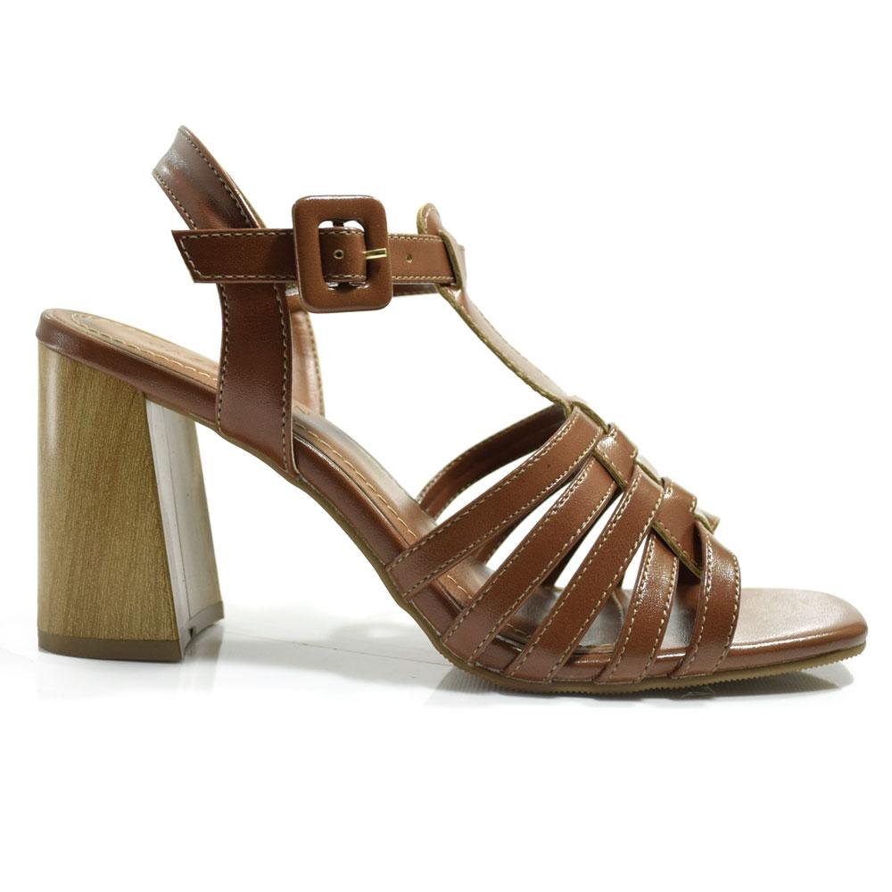Sandália de Salto Bloco Feminina Cazzualen 188.11710 Marrom 3