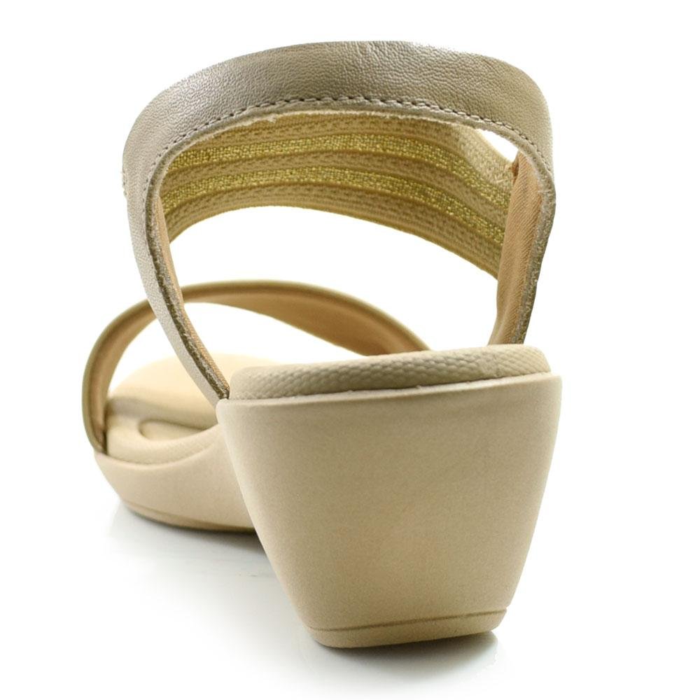 Sandália Anabela de Couro Feminina Usaflex PA01003 Bege 4