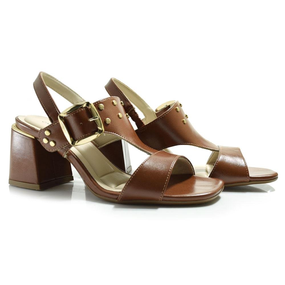 Sandália de Salto Bloco Feminina Cazzualen Marrom 2