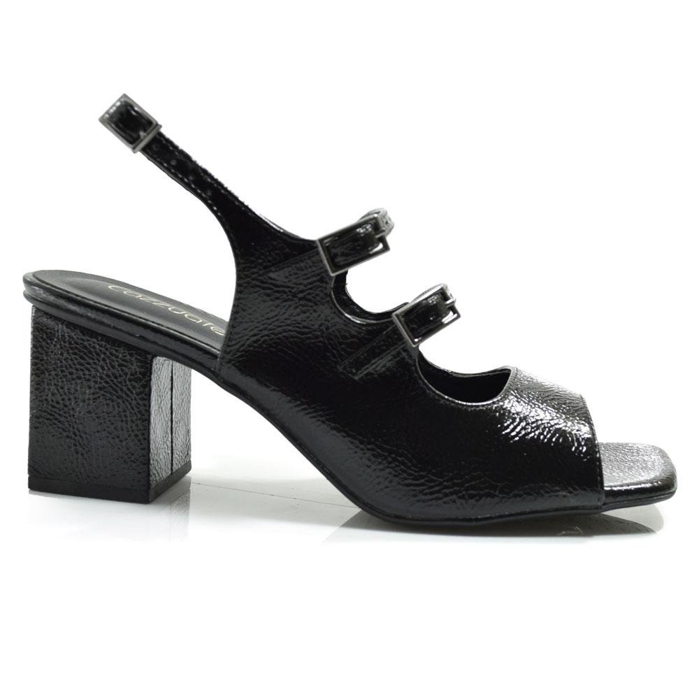 Sandália de Salto Bloco Feminina Cazzualen 74151 Preto 3