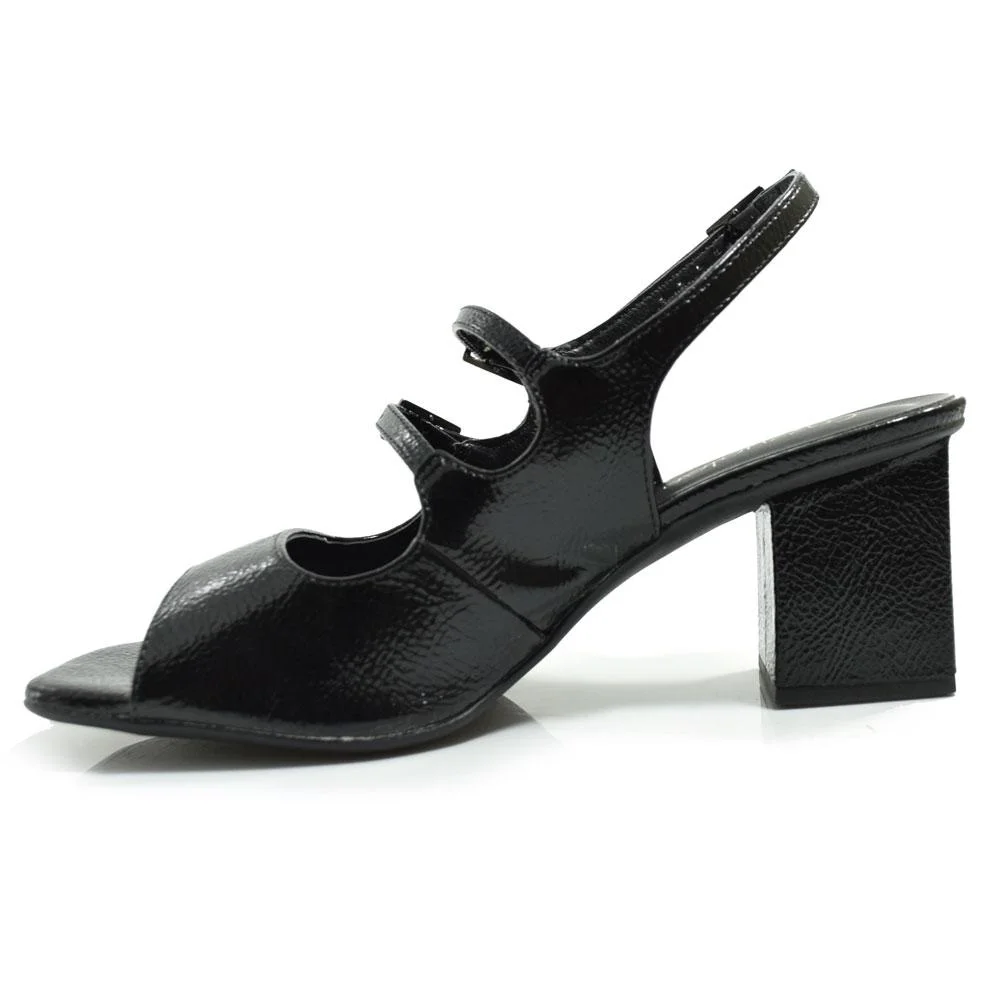 Sandália de Salto Bloco Feminina Cazzualen 74151 Preto 5