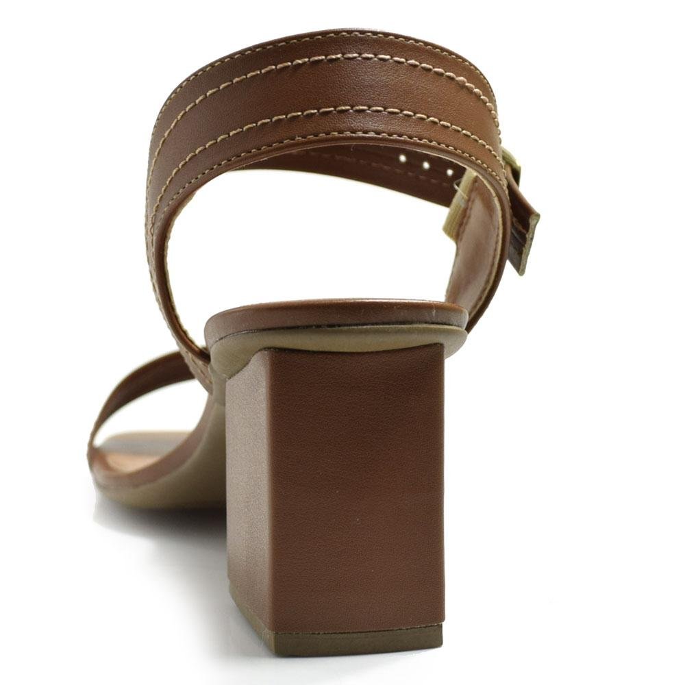 Sandália de Salto Bloco Feminina Cazzualen 74197 Marrom 4