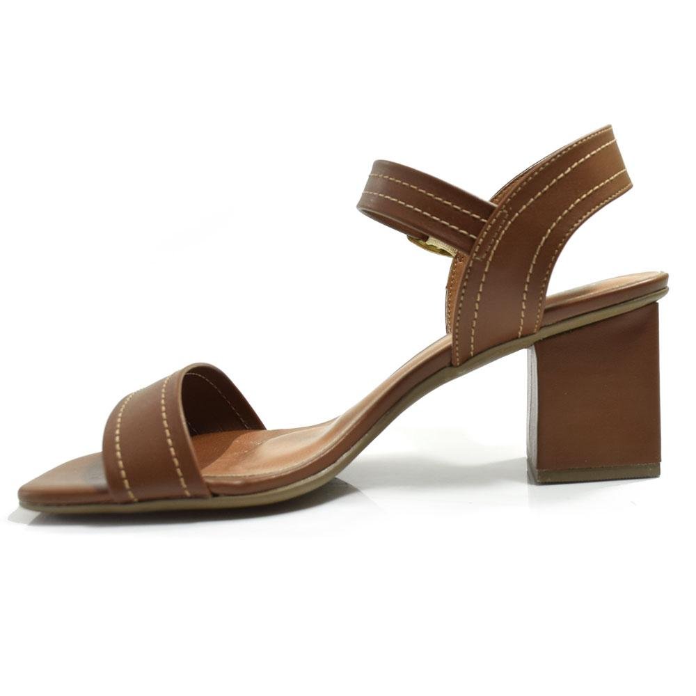 Sandália de Salto Bloco Feminina Cazzualen 74197 Marrom 5