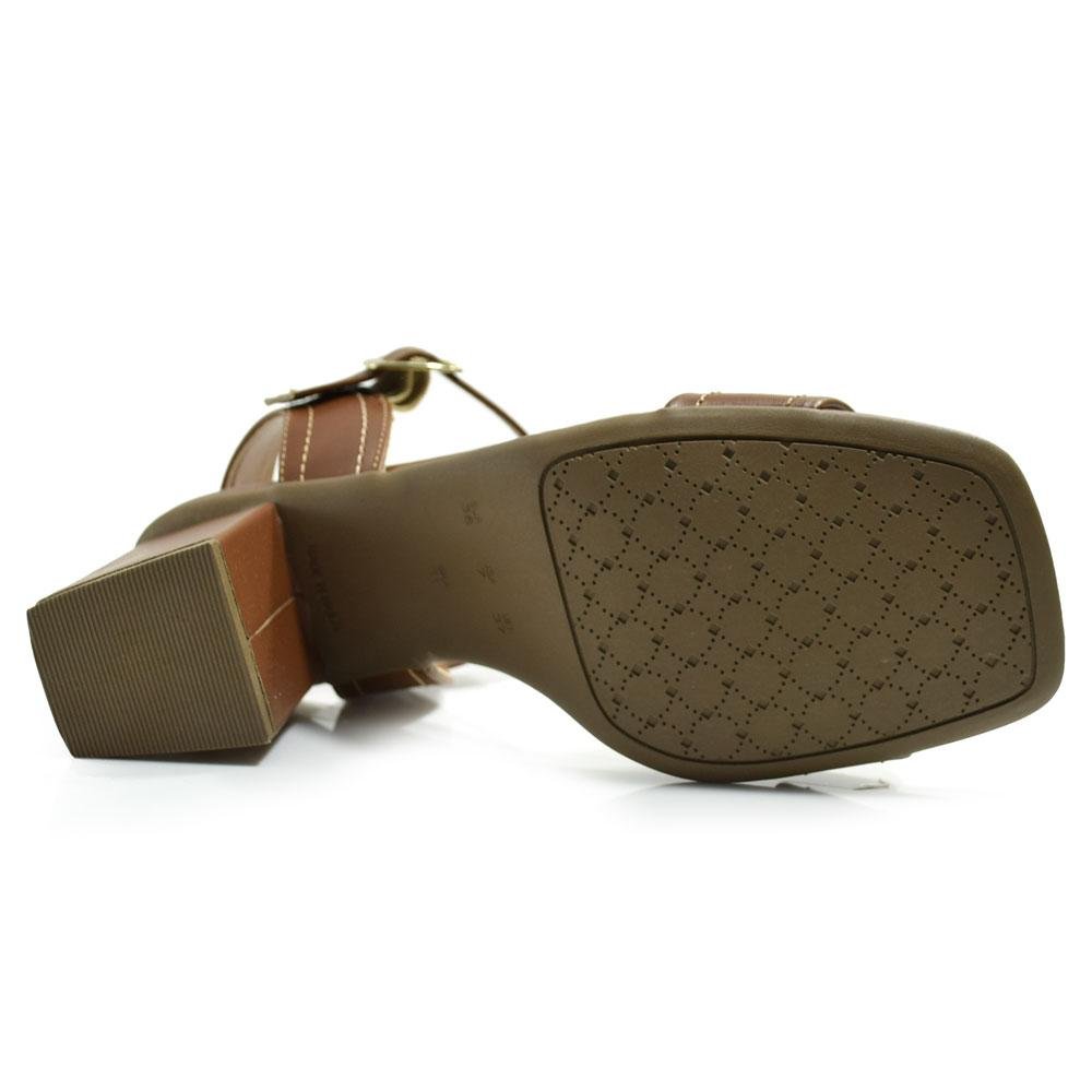 Sandália de Salto Bloco Feminina Cazzualen 74197 Marrom 7