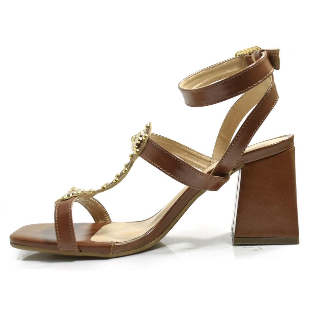 Sandália de Salto Bloco Feminina Cazzualen Marrom 5