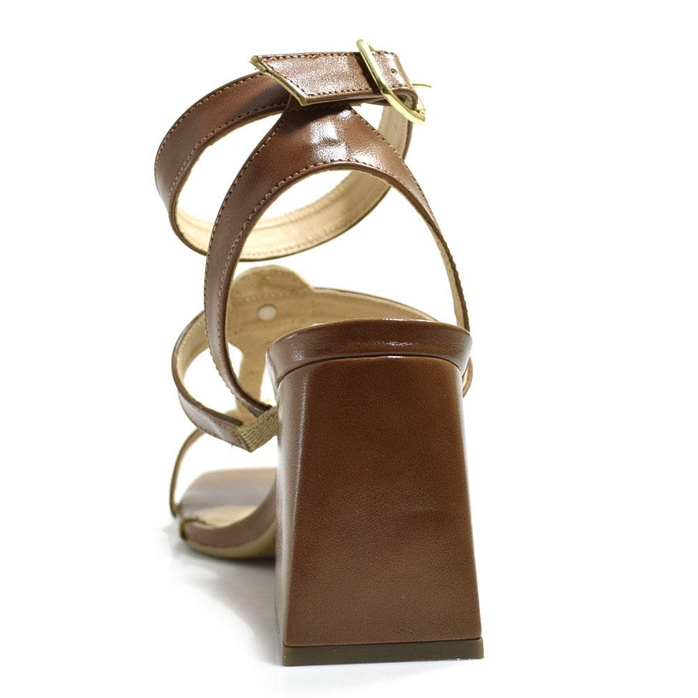 Sandália de Salto Bloco Feminina Cazzualen Marrom 4