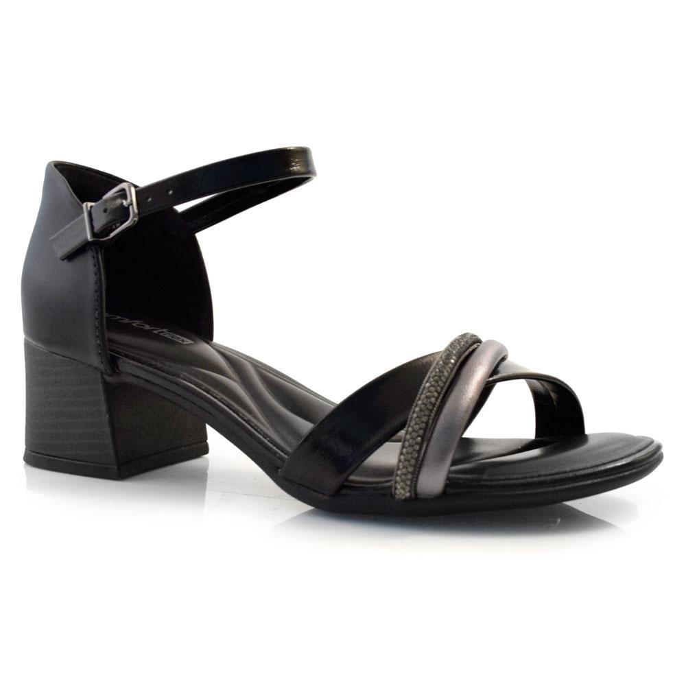 Sandália de Salto Bloco Feminina Comfortflex 24-56403 Preto 1