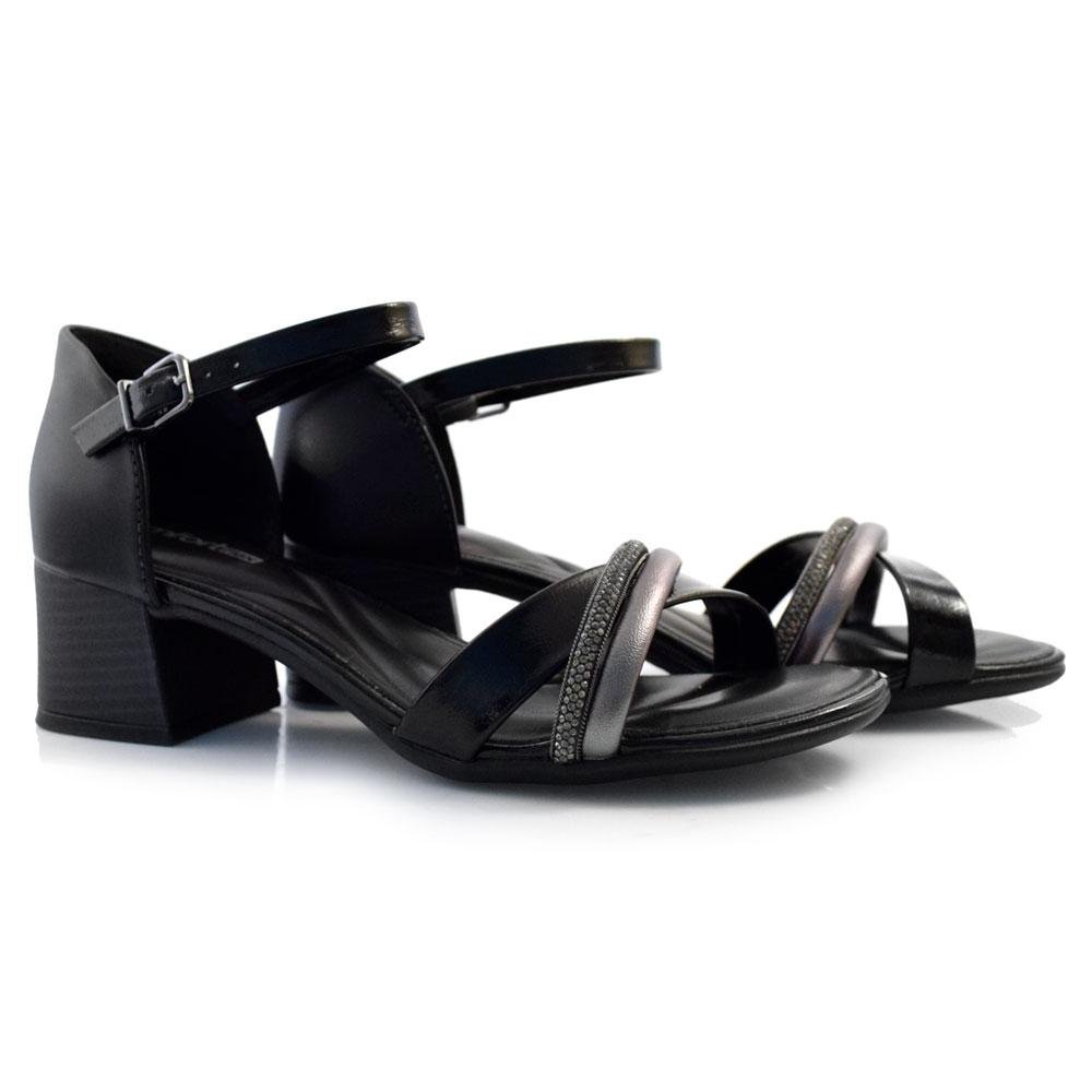 Sandália de Salto Bloco Feminina Comfortflex 24-56403 Preto 2