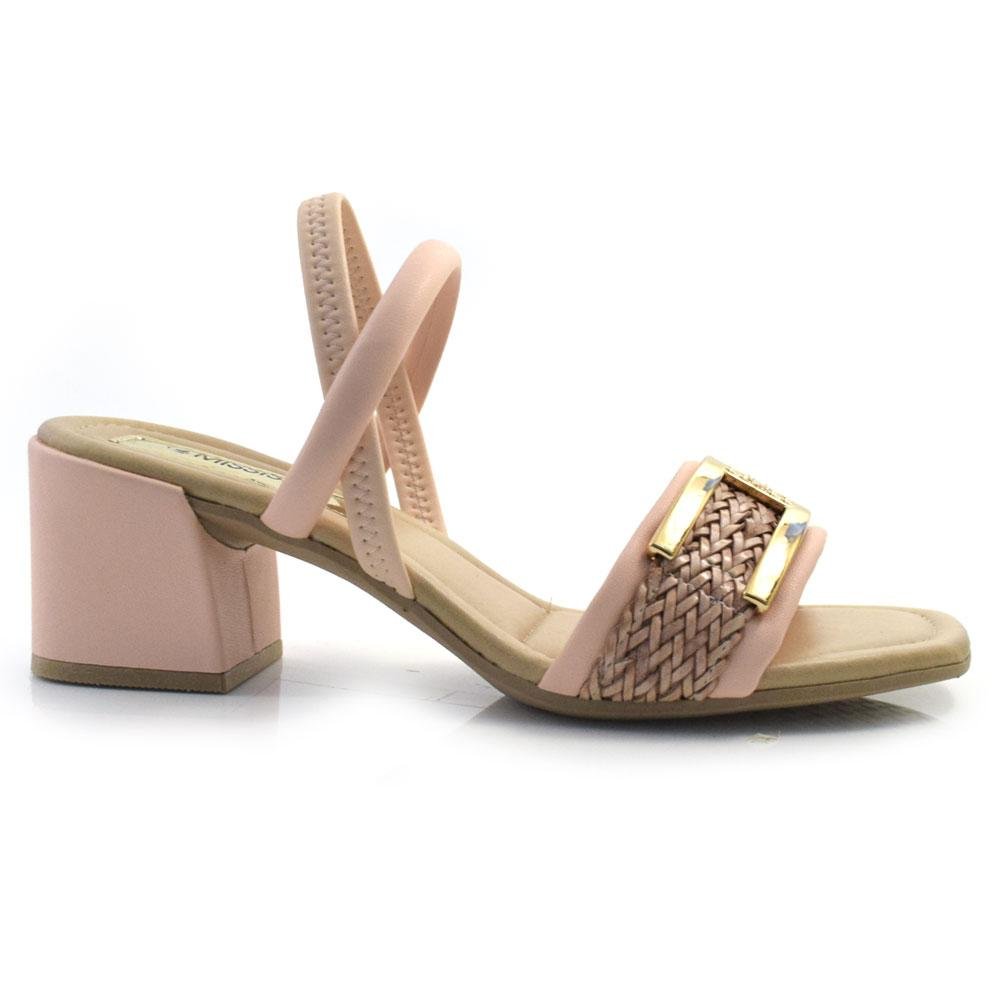 Sandália de Salto Bloco Feminina Mississipi MB832 Rosa 3