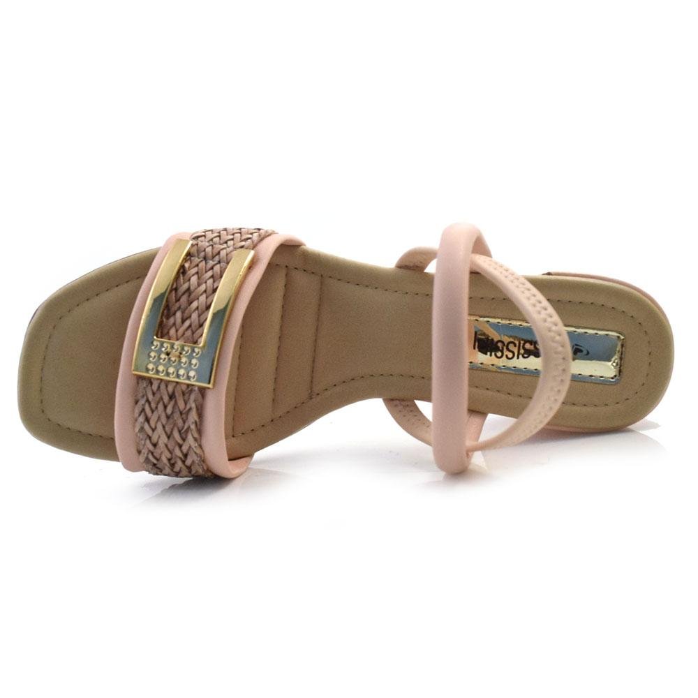 Sandália de Salto Bloco Feminina Mississipi MB832 Rosa 6