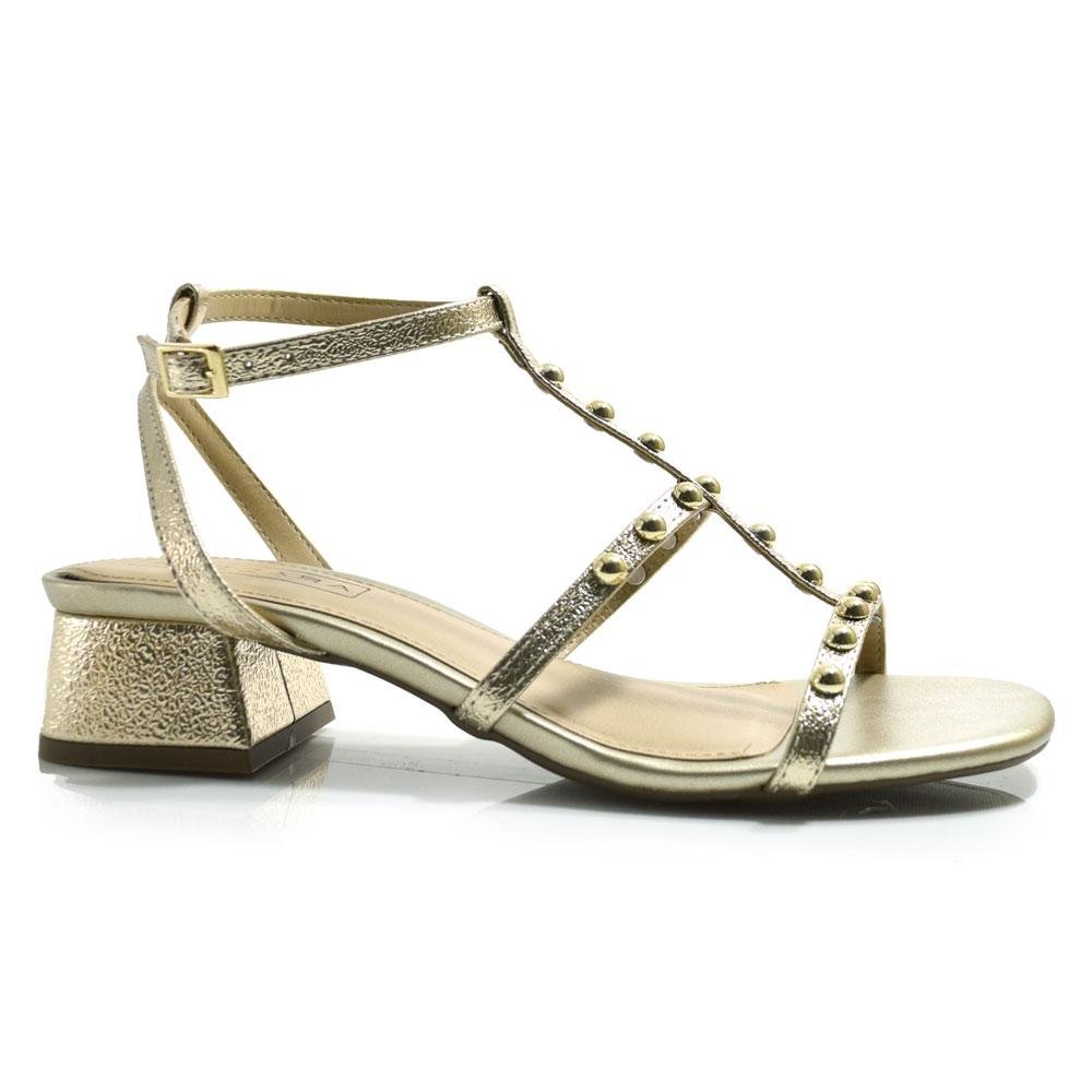 Sandália de Salto Bloco Feminina Suzzara Dourado 3
