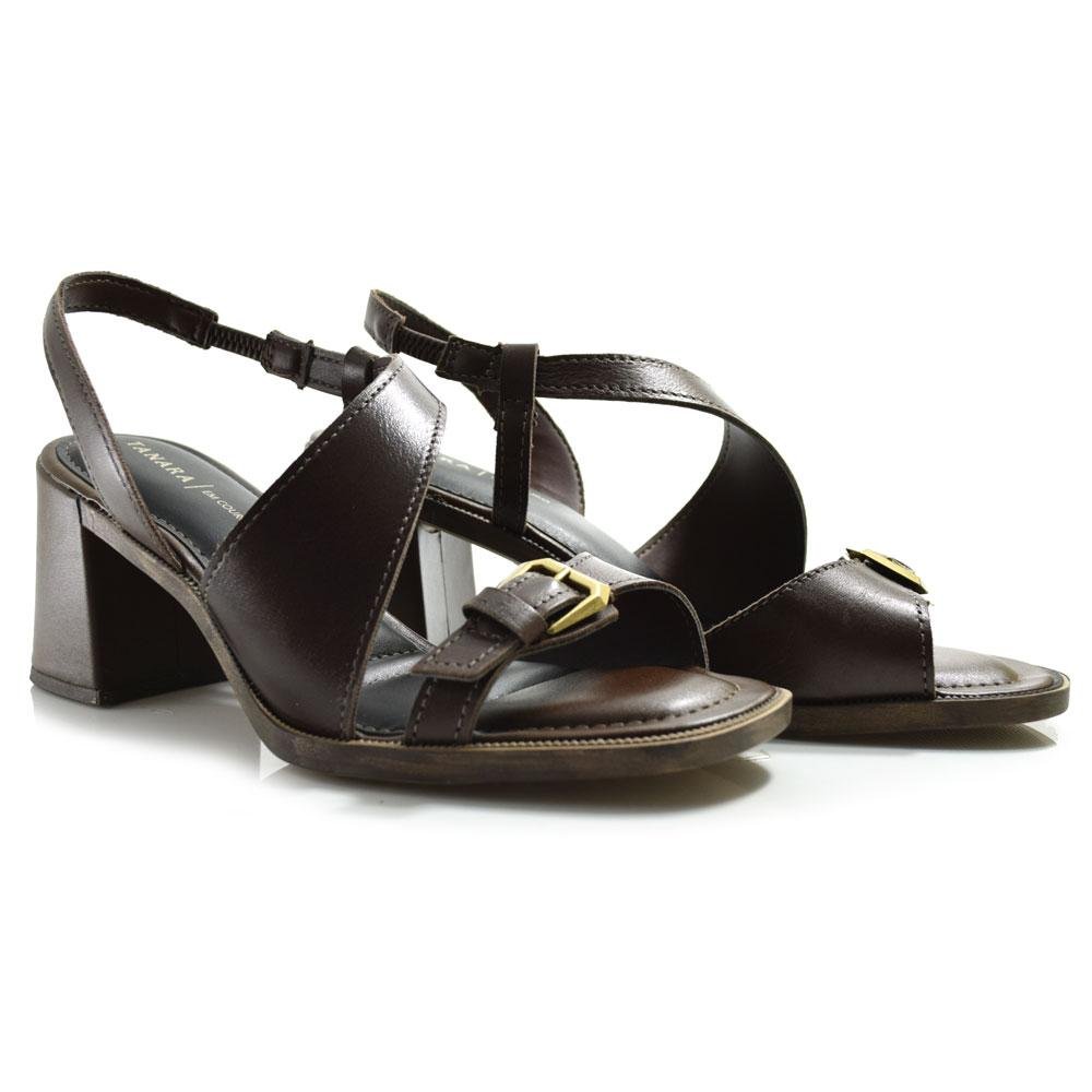 Sandália de Salto Feminina Tanara Marrom 2