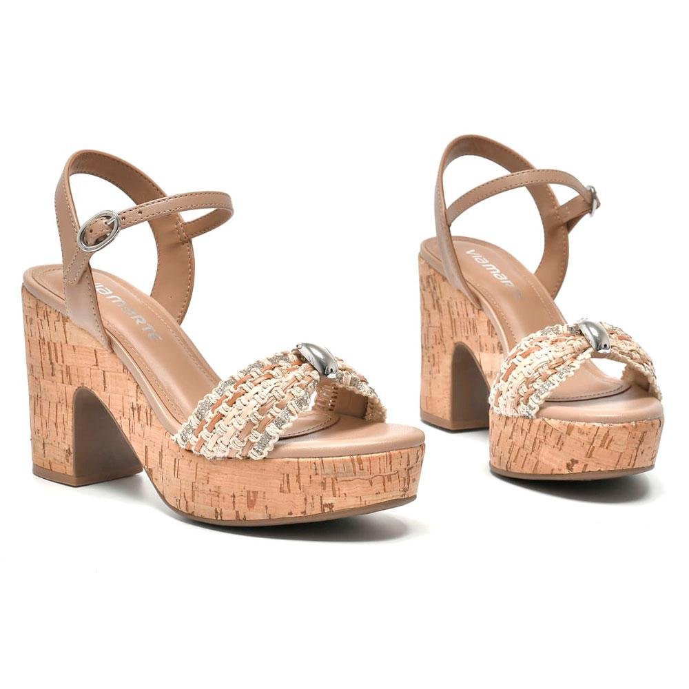 Sandália Plataforma Feminina Via Marte Bege 3