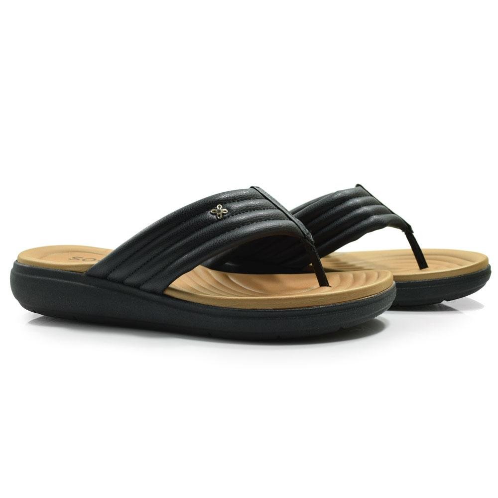 Sandália Rasteira Feminina Softli 10005.10024 Preto 2