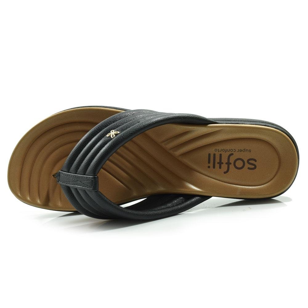 Sandália Rasteira Feminina Softli 10005.10024 Preto 6