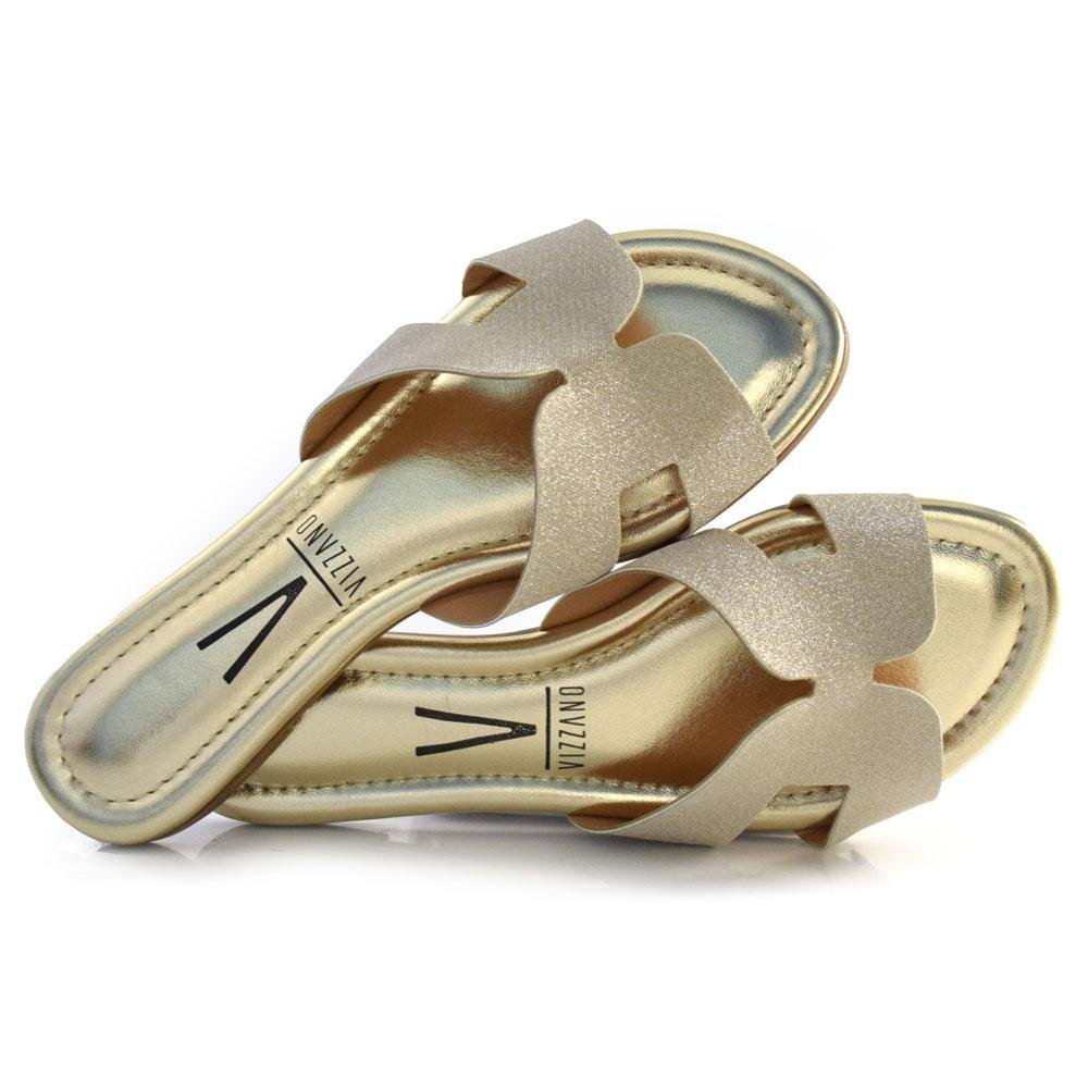 Sandália Rasteira Feminina Vizzano 6371.167.26565 Dourado 2