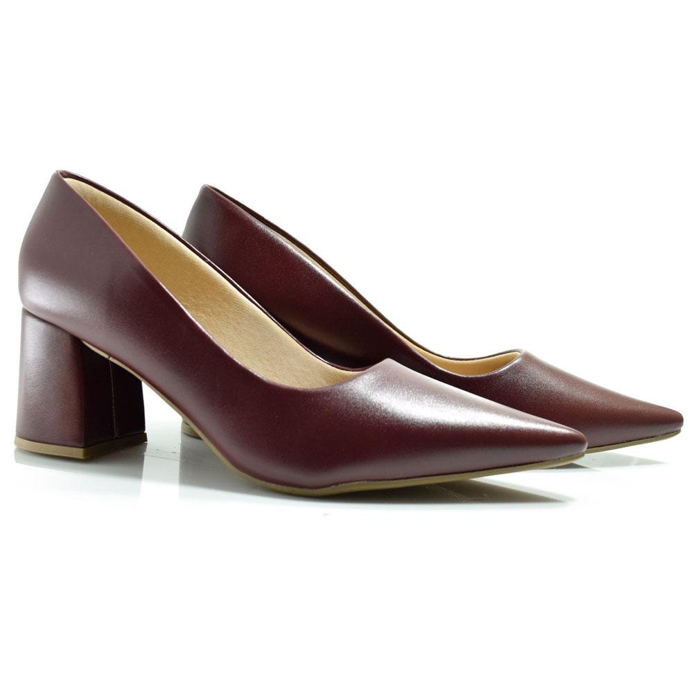Scarpin de Salto Bloco Feminino Cazzualen 492.7043 Bordô 2