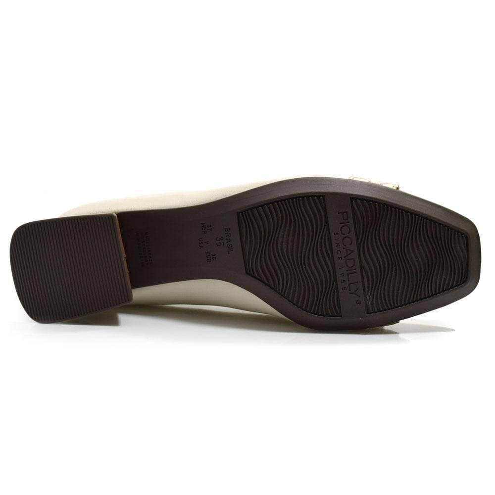 Scarpin de Salto Bloco Feminino Piccadilly 160099 Off White 7