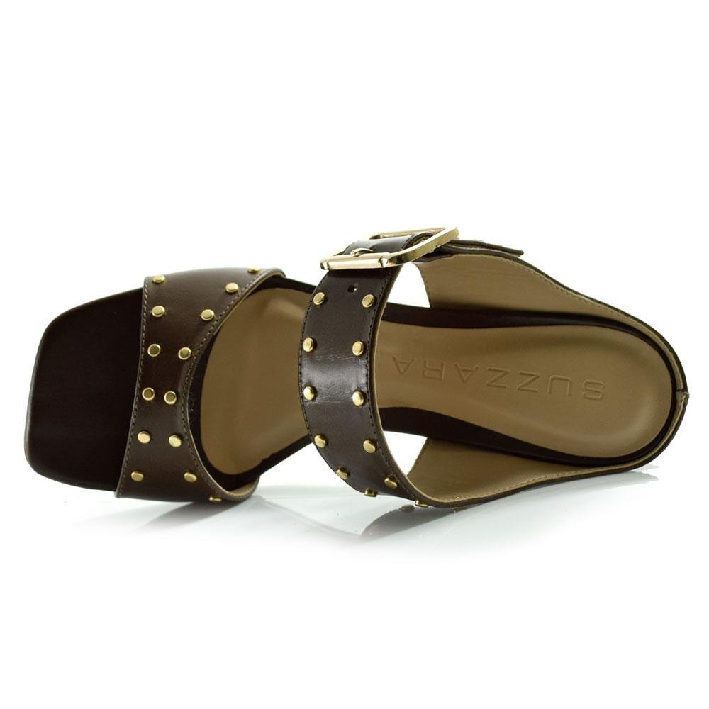 Tamanco de Couro Feminino Suzzara Marrom 6