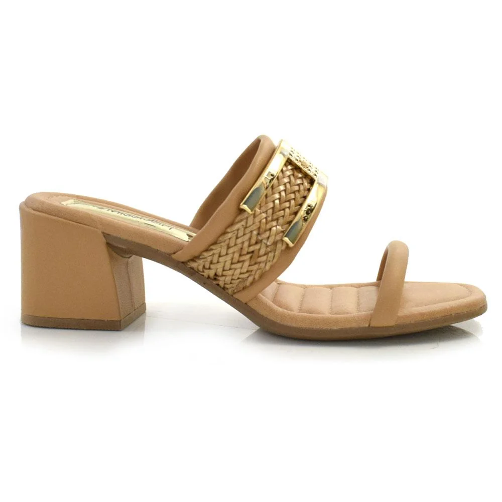 Tamanco de Salto Bloco Feminino Mississipi MB831 Bege 3