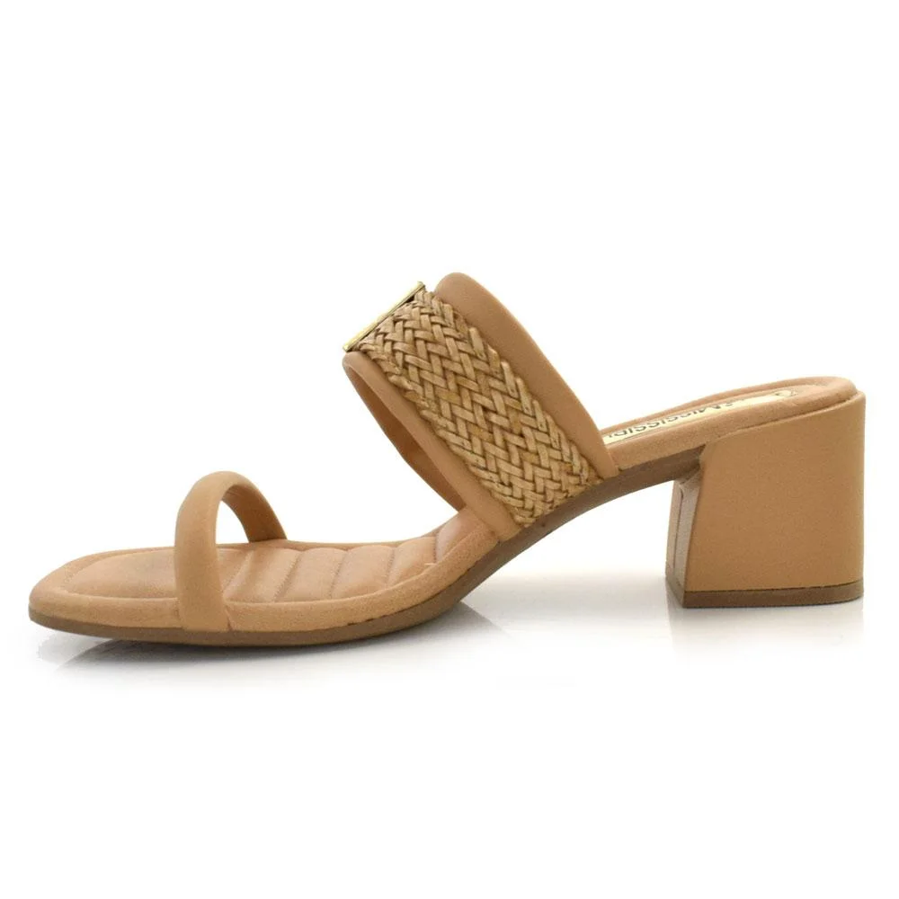 Tamanco de Salto Bloco Feminino Mississipi MB831 Bege 5